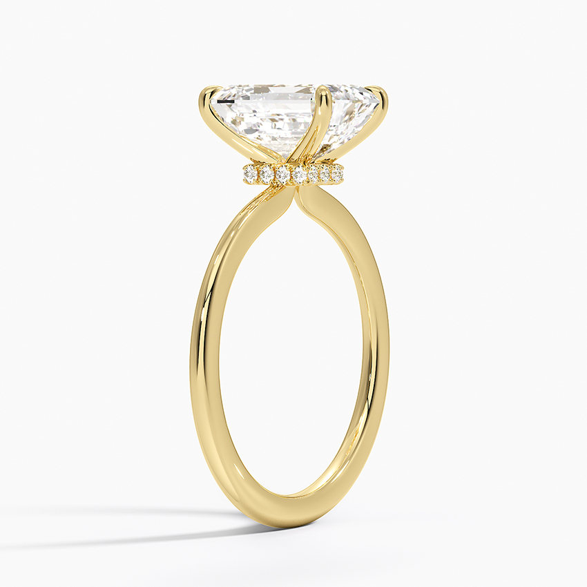 18K Yellow Gold Petite Secret Halo Diamond Ring