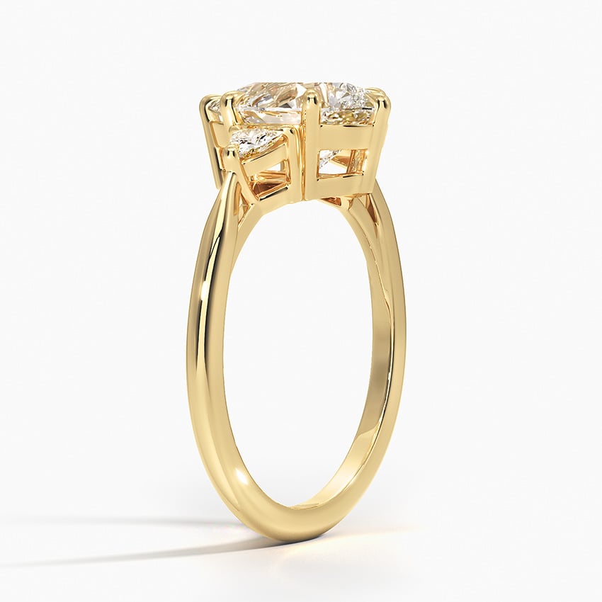 18K Yellow Gold Trillion Cut Three Stone Diamond Ring