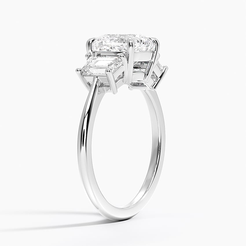 Luxe Embrace Three Stone Trapezoid Diamond Engagement Ring