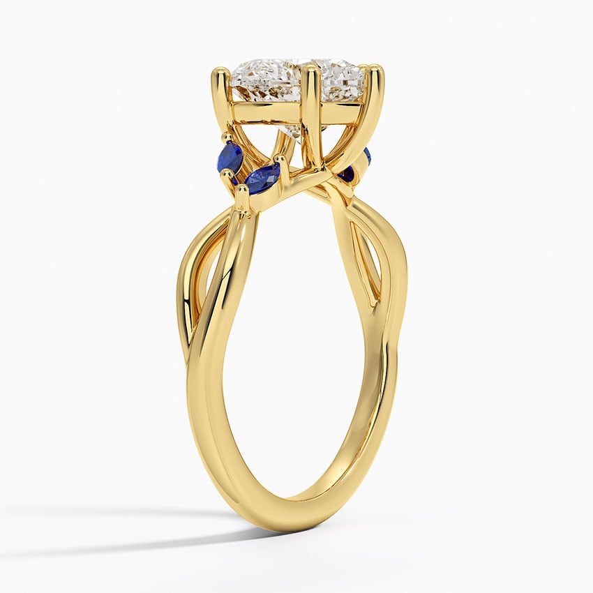18K Yellow Gold Willow Ring With Sapphire Accents