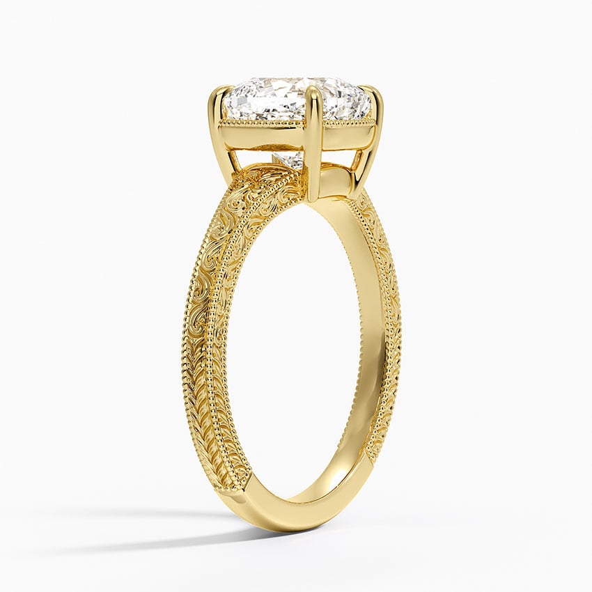 Tapered Elsie Engraved Solitaire Ring