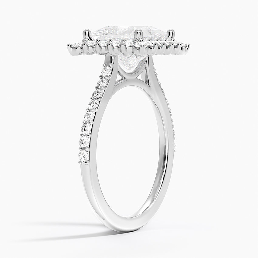 18K White Gold Luxe Sunburst Halo Diamond Ring (1/2 ct. tw.)