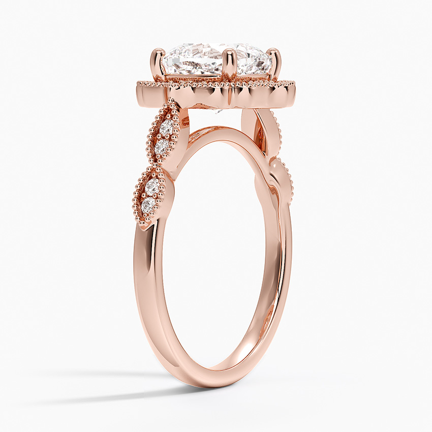 14K Rose Gold Cadenza Halo Diamond Ring