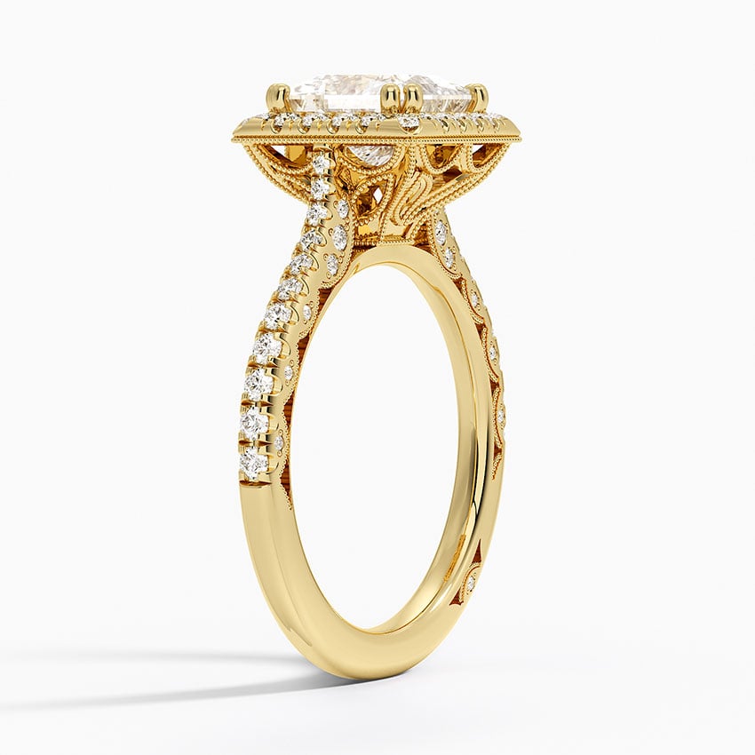 18K Yellow Gold Tacori Petite Crescent Bloom Diamond Ring