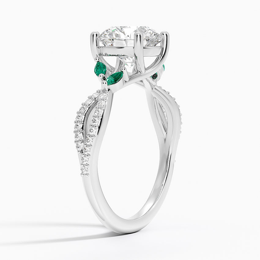 Platinum Luxe Willow Lab Emerald and Diamond Ring (1/8 ct. tw.)