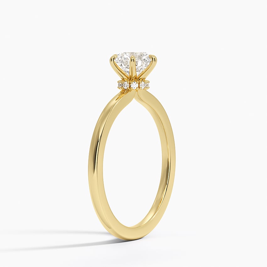 18KY Sapphire Secret Halo Six-Prong Diamond Ring, large top view