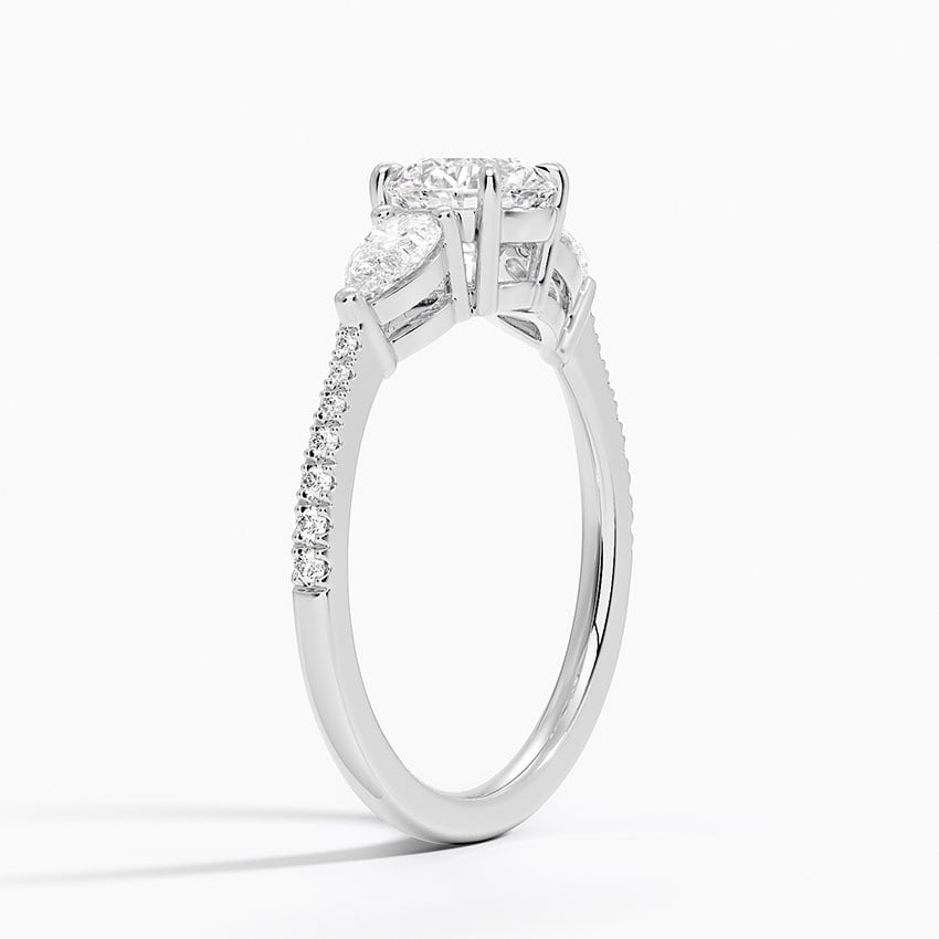 PT Moissanite Opera Accented Three Stone Diamond Ring, large top view