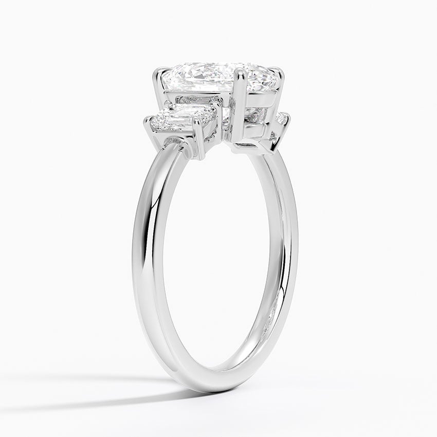 18K White Gold Rhiannon Emerald Cut Three Stone Diamond Ring (1/2 ct. tw.)