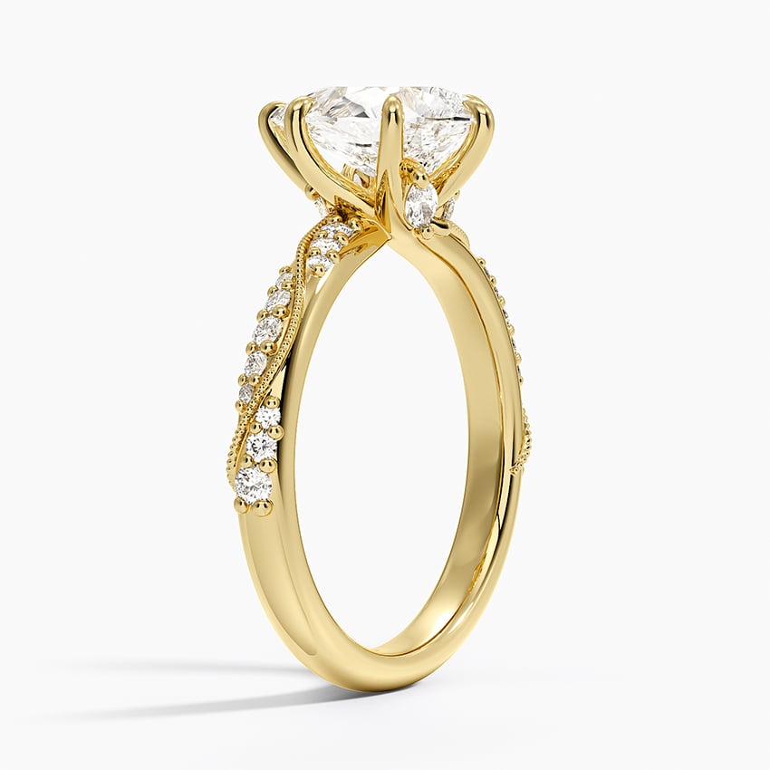 18K Yellow Gold Camellia Hidden Accent 2.5mm Diamond Ring