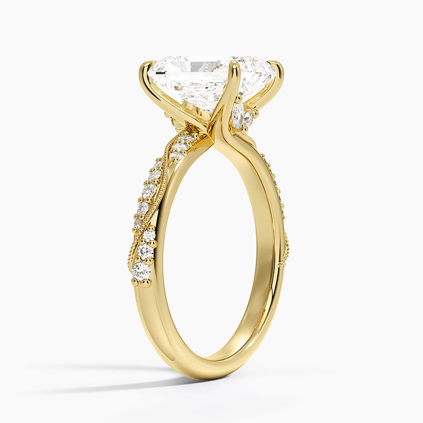 18K Yellow Gold Camellia Hidden Accent 2.5mm Diamond Ring