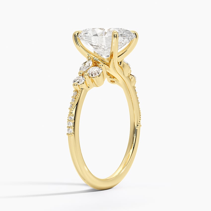 18K Yellow Gold Luxe Camellia Milgrain Diamond Ring