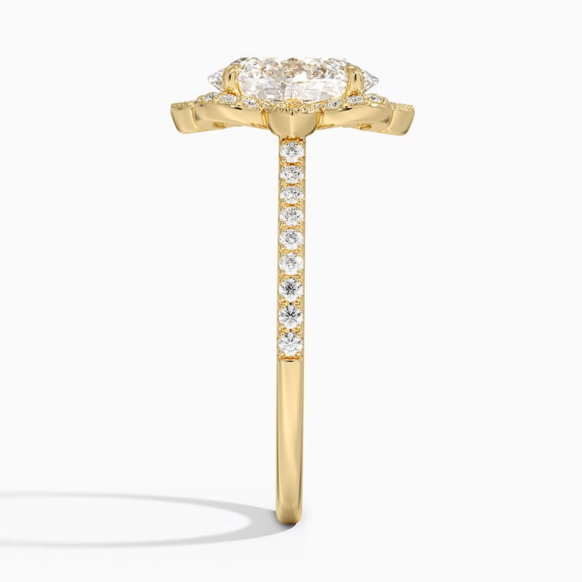 18K Yellow Gold Reina Halo Diamond Ring, large side view