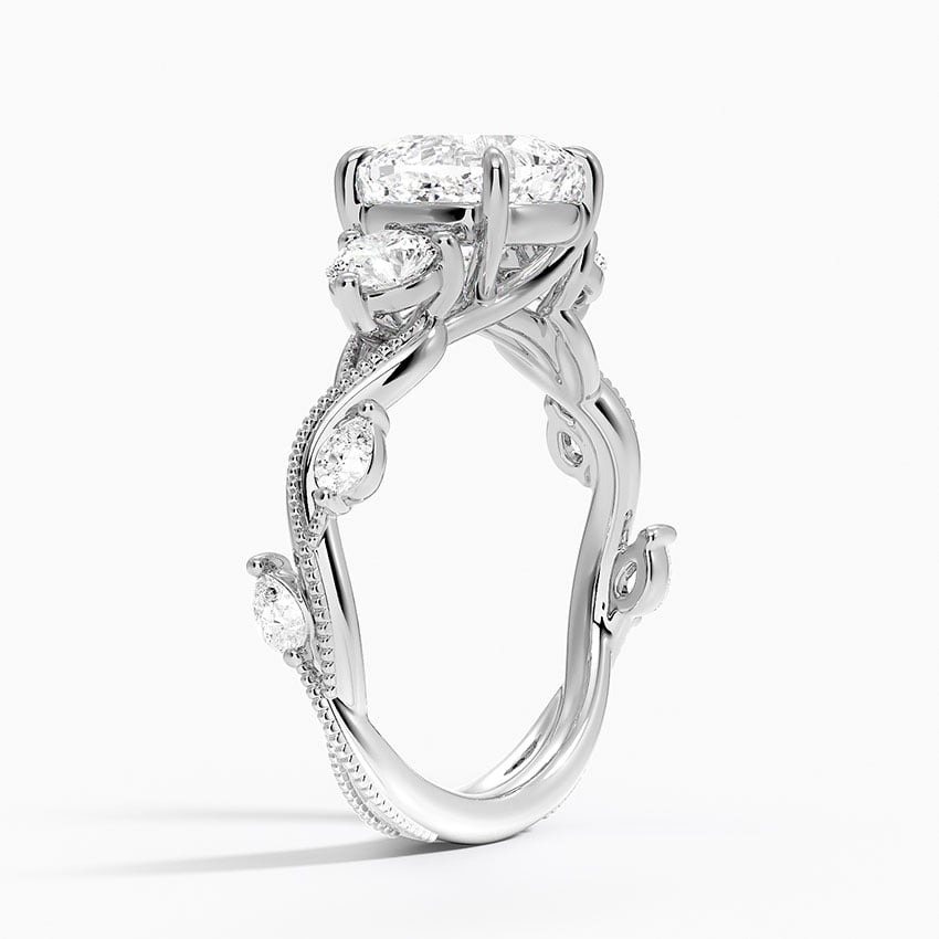 Platinum Vintage Secret Garden Three Stone Diamond Ring