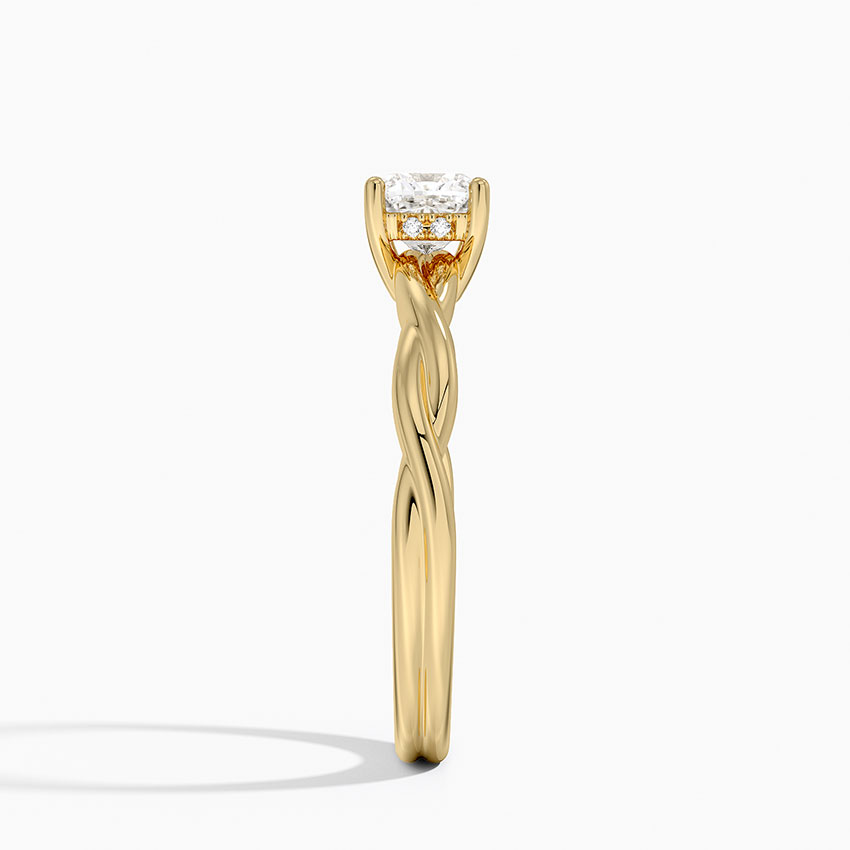 18K Yellow Gold Twisted Vine Hidden Halo Diamond Ring