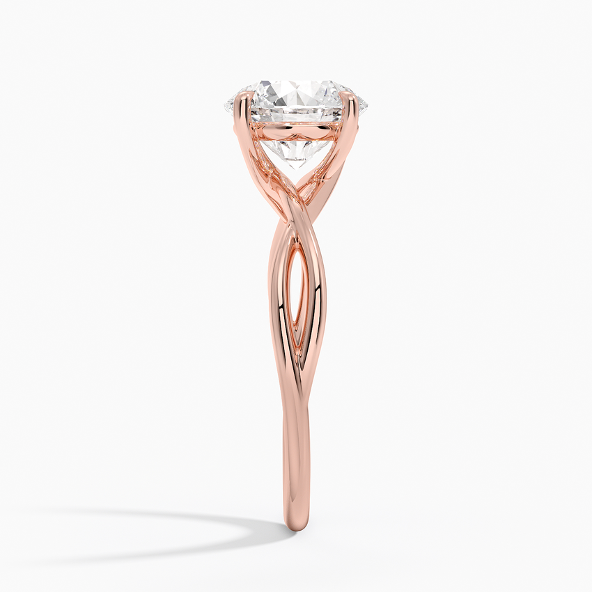 14K Rose Gold Alya Twist Solitaire Ring, large side view