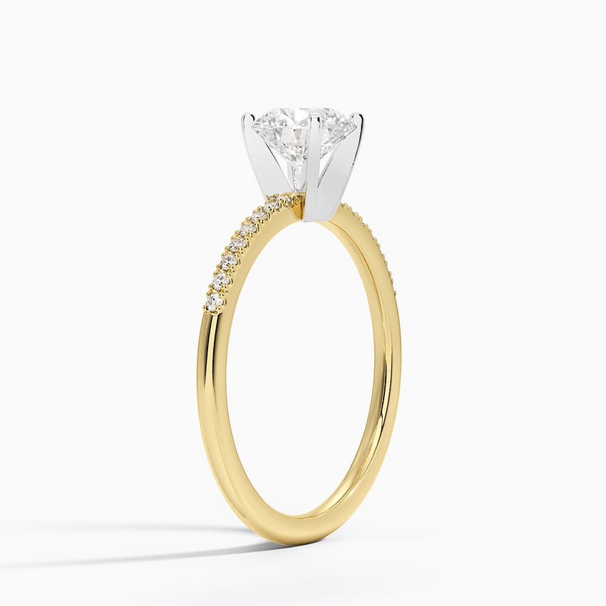 18KY Lab Grown Sapphire Whisper Diamond Ring, large top view
