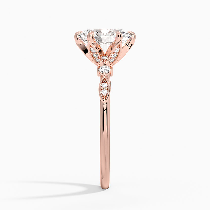 14K Rose Gold Rochelle Diamond Ring, large side view