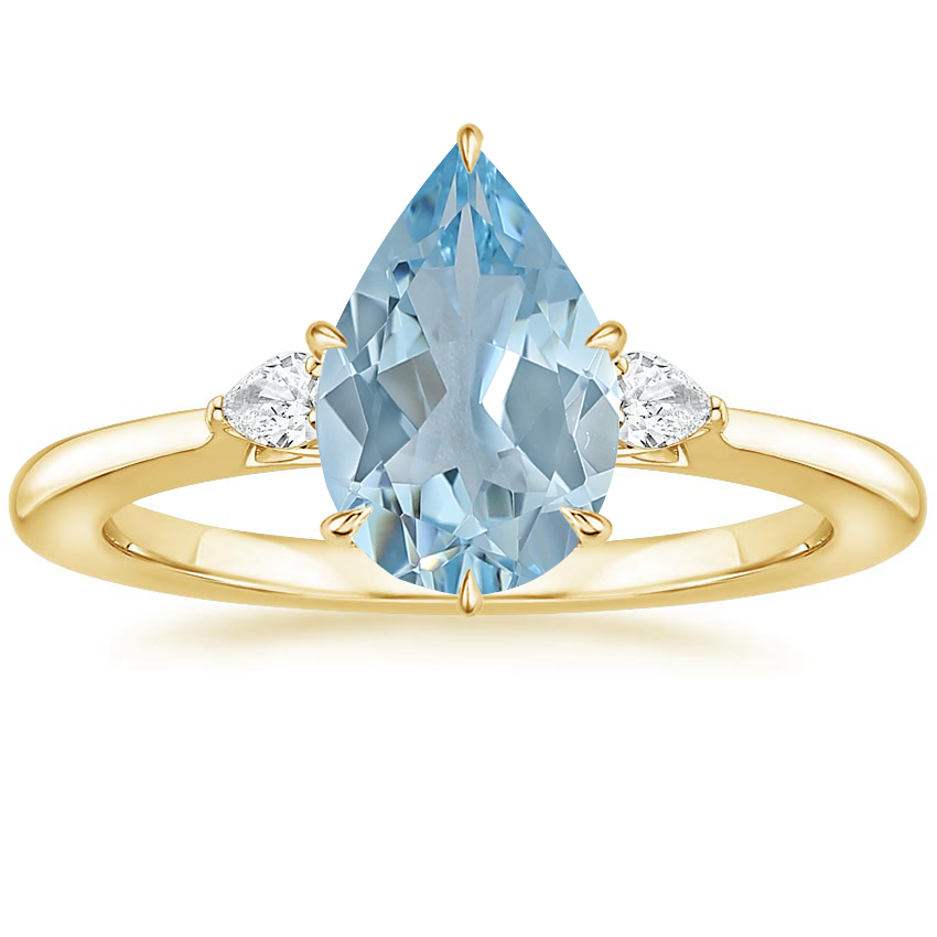 18K Yellow Gold Aria Perfect Fit Three Stone Diamond Ring, large top view