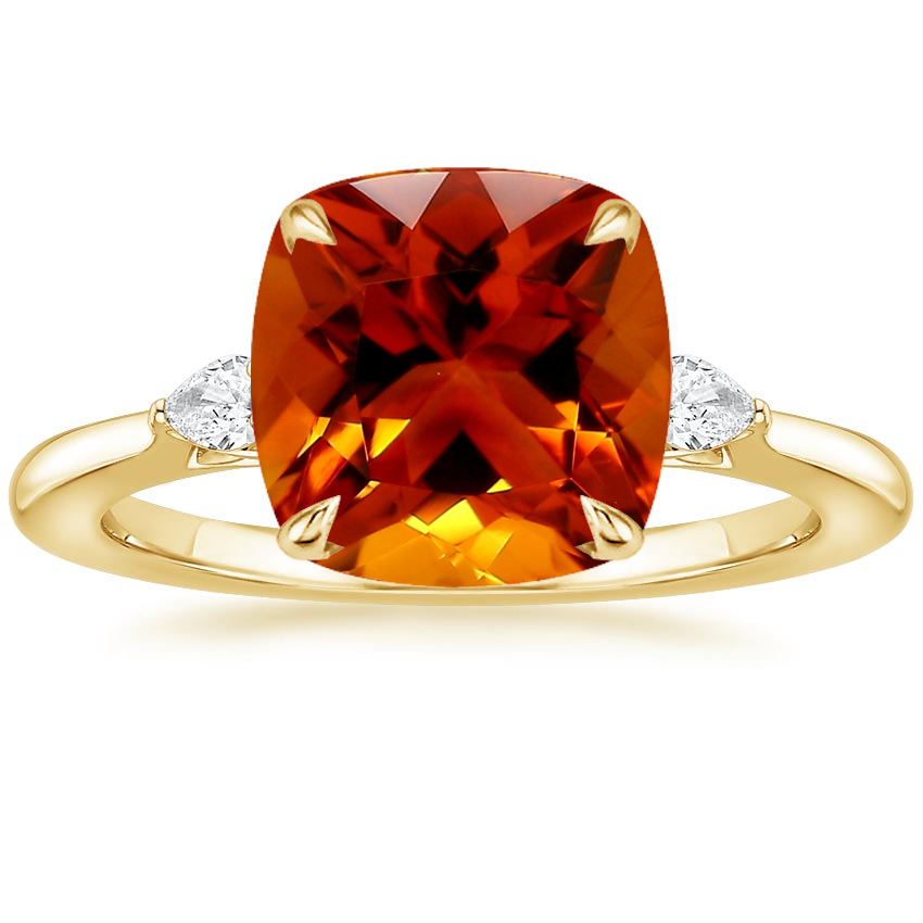 18K Yellow Gold Aria Perfect Fit Three Stone Diamond Ring, large top view