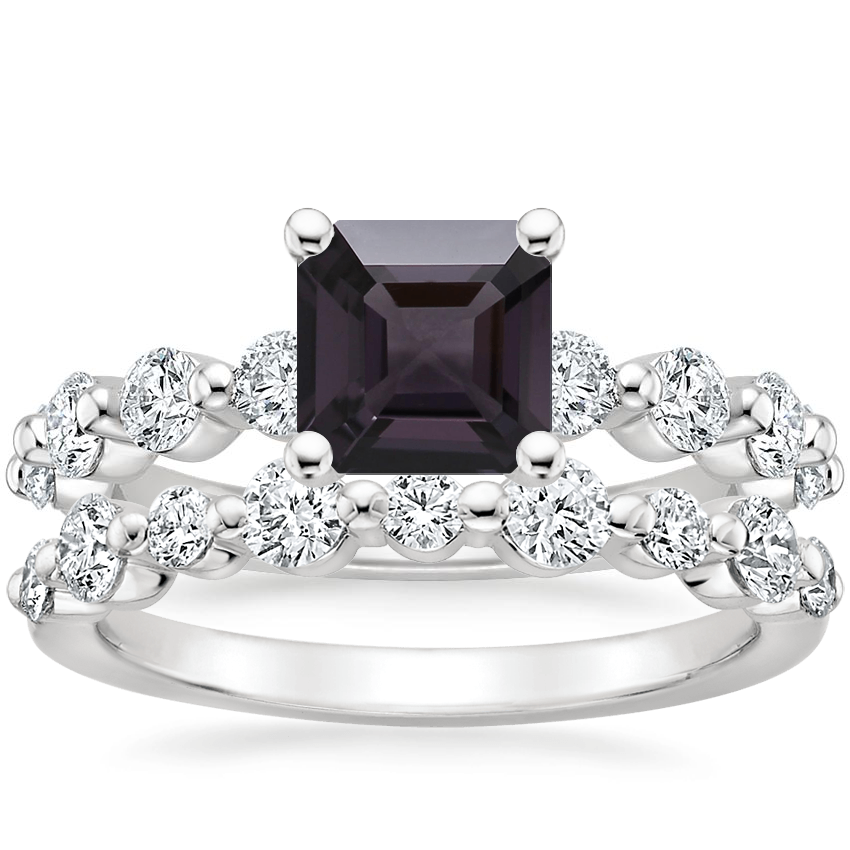Platinum Monaco Diamond Ring (2/3 ct. tw.) with Bordeaux Diamond Ring (1/2 ct. tw.)