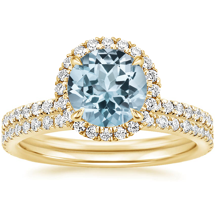 18KY Aquamarine Waverly Diamond Bridal Set (2/3 ct. tw.), top view