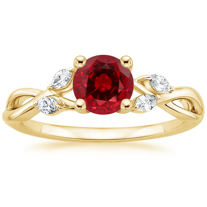 18K Yellow Gold Willow Diamond Ring (1/8 ct. tw.), large top view