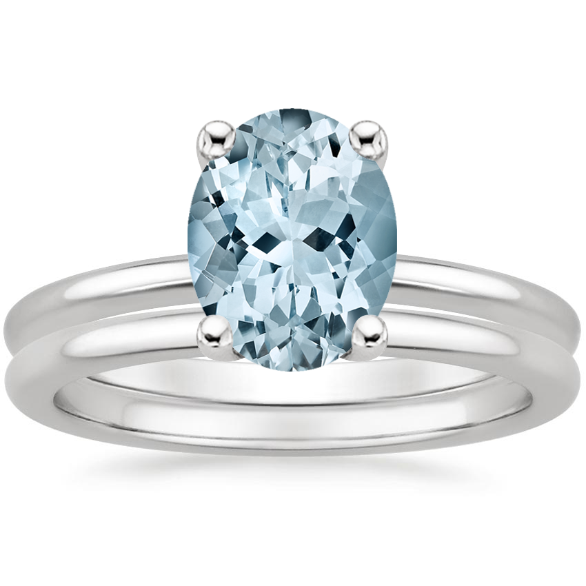 18KW Aquamarine Perfect Fit Bridal Set, top view