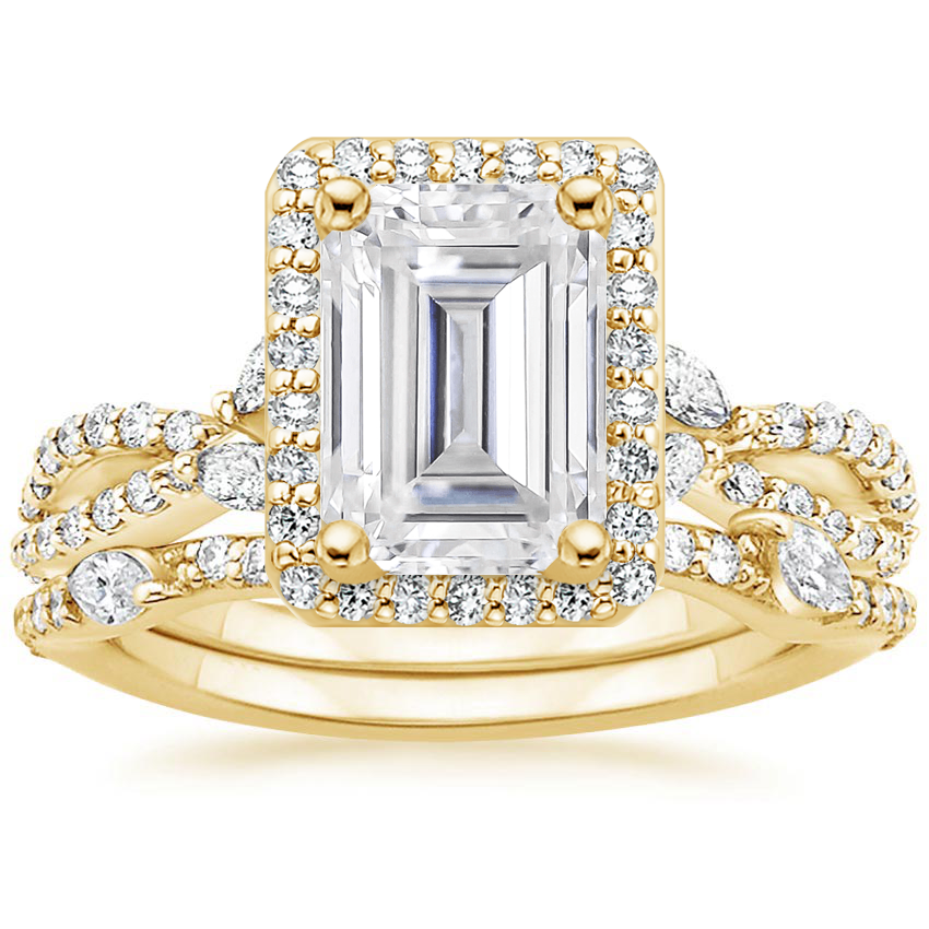 18KY Moissanite Luxe Willow Halo Diamond Bridal Set (5/8 ct. tw.), top view