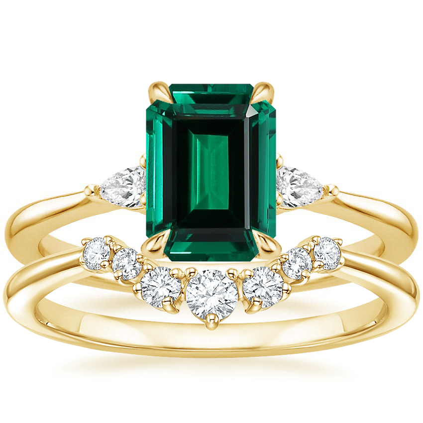 18K Yellow Gold Aria Contoured Diamond Bridal Set