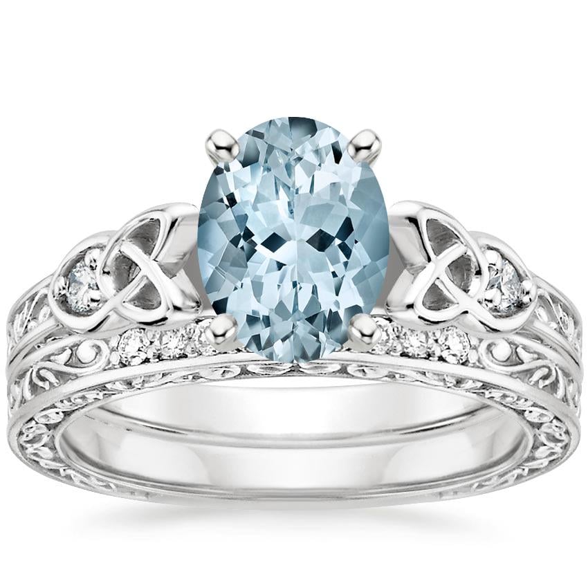 PT Aquamarine Aberdeen Diamond Bridal Set, top view