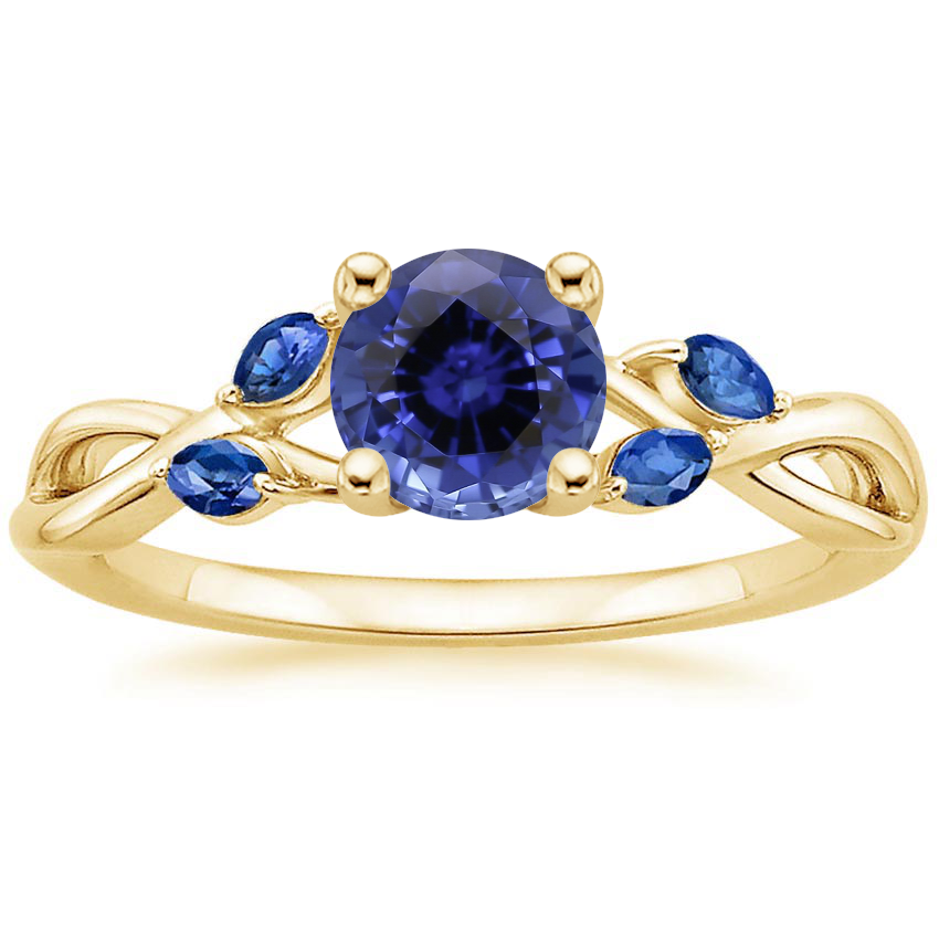 Yellow Gold Sapphire Willow Ring With Sapphire Accents