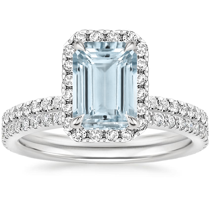 18KW Aquamarine Waverly Diamond Bridal Set (2/3 ct. tw.), top view