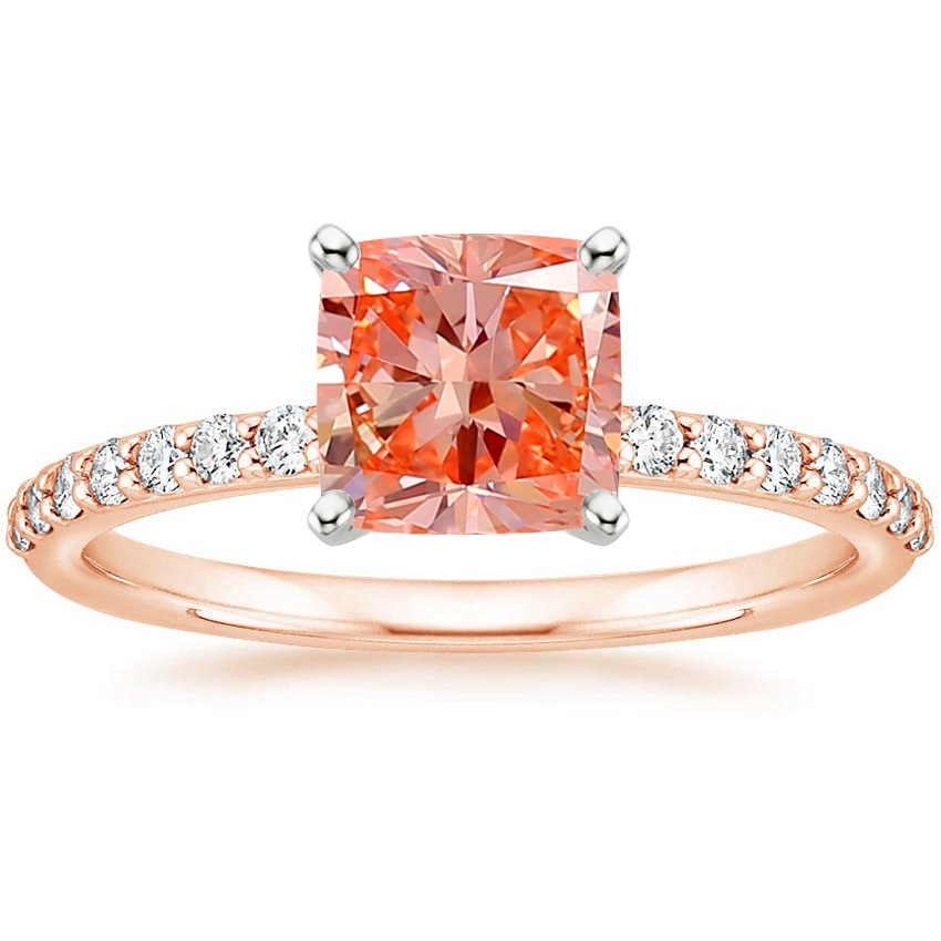 14K Rose Gold Petite Shared Prong Half Coverage Diamond Ring, large top view