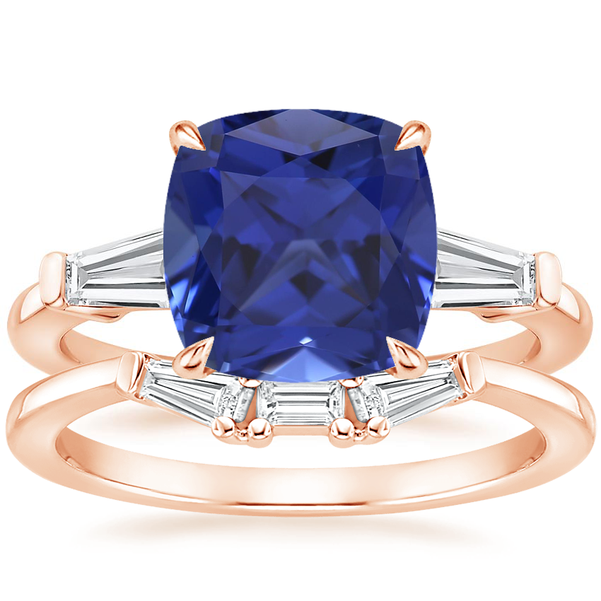 14K Rose Gold Symphony Diamond Ring (1/2 ct. tw.) with Tapered Baguette Diamond Ring