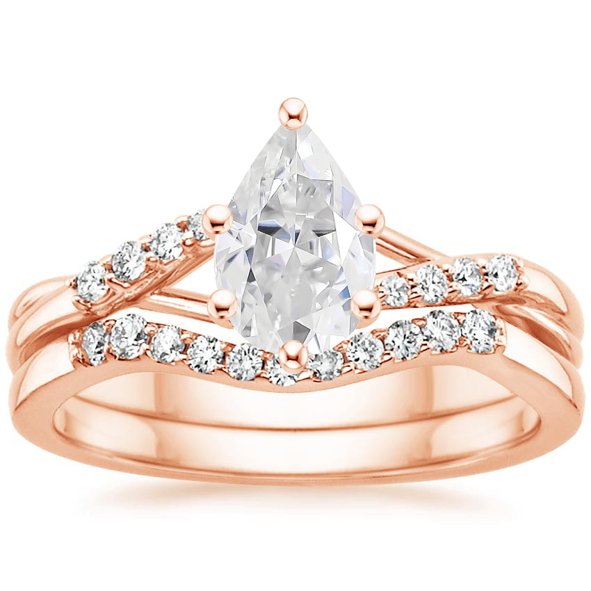 14KR Moissanite Chamise Diamond Bridal Set, top view