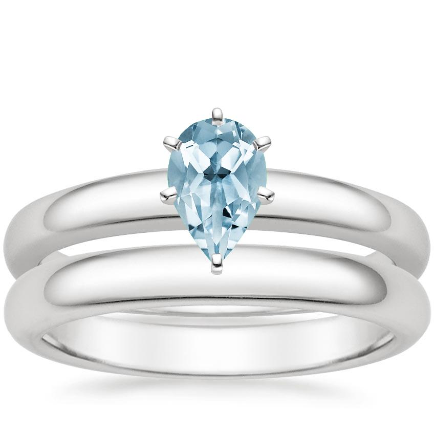 PT Aquamarine 3mm Comfort Fit Bridal Set, top view