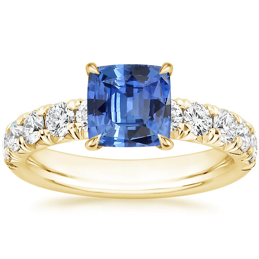 18K Yellow Gold Ellora Half Coverage Diamond Ring, large top view