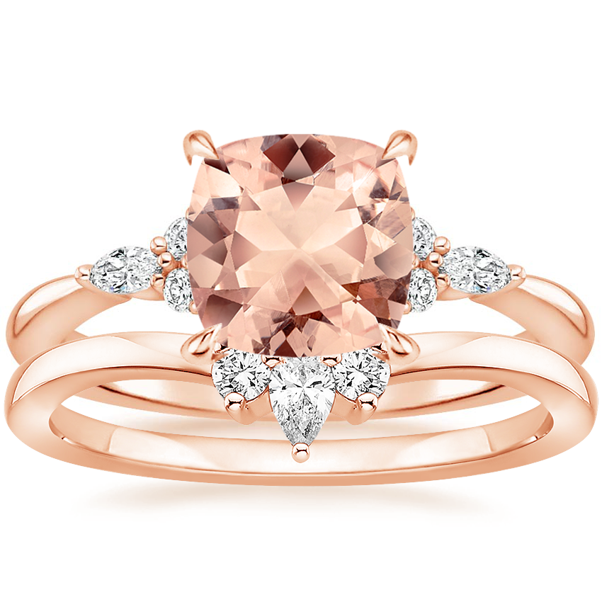 14KR Morganite Nadia Diamond Bridal Set, top view