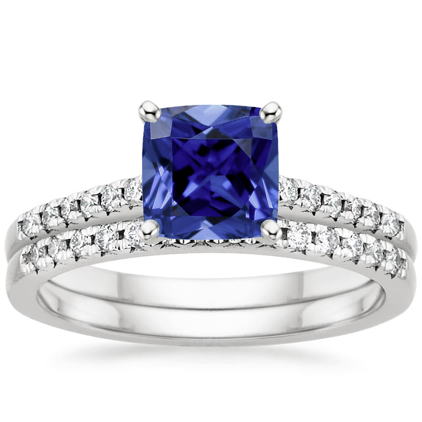 18KW Sapphire Sonora Diamond Bridal Set (1/4 ct. tw.), top view