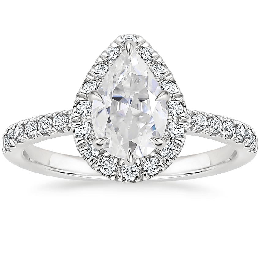 Moissanite Poppy Halo Diamond Ring (1/3 ct. tw.) in 18K White Gold