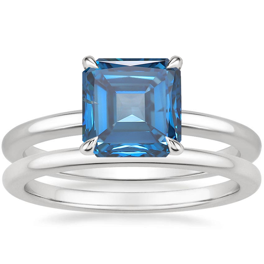 18K White Gold Elodie Ring with Petite Comfort Fit Wedding Ring