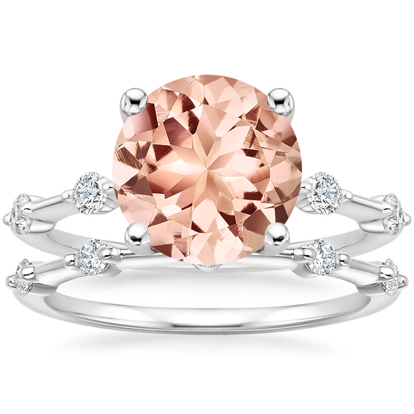 18KW Morganite Aimee Diamond Bridal Set, top view