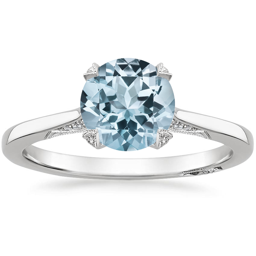 Aquamarine Simply Tacori Diamond Ring (1/8 ct. tw.) in 18K White Gold