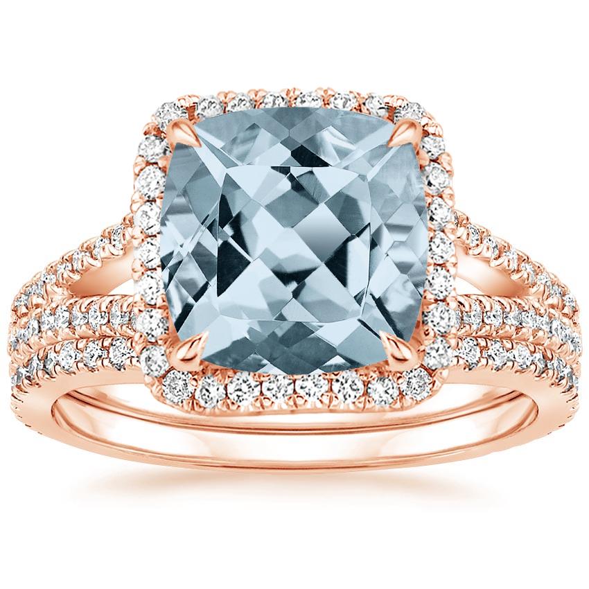 14KR Aquamarine Fortuna Diamond Bridal Set (2/3 ct. tw.), top view