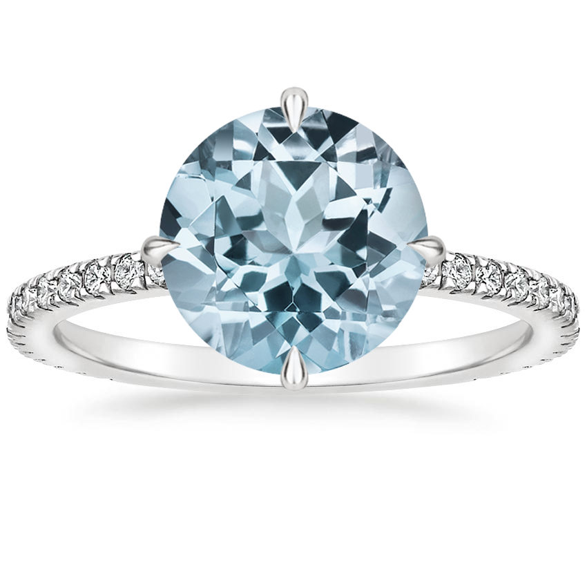 Aquamarine Polaris Diamond Ring in 18K White Gold
