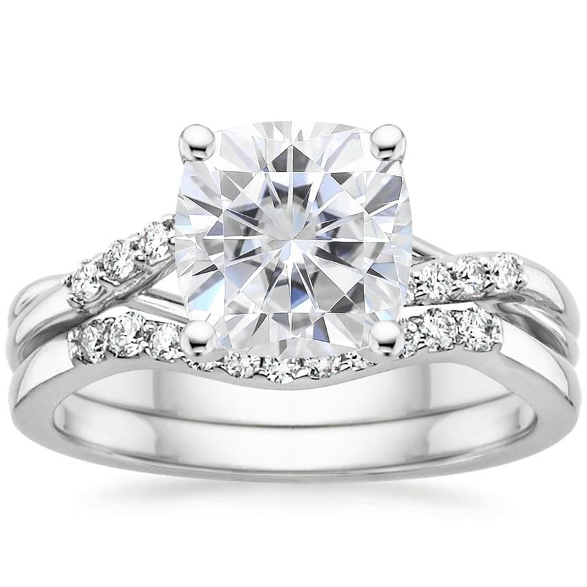 18KW Moissanite Chamise Diamond Bridal Set, top view