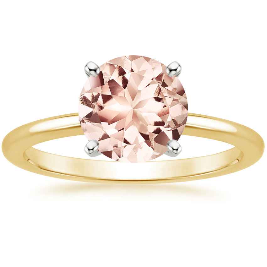 Morganite 1.5mm Four-Prong Comfort Fit Ring in 18K Yellow Gold