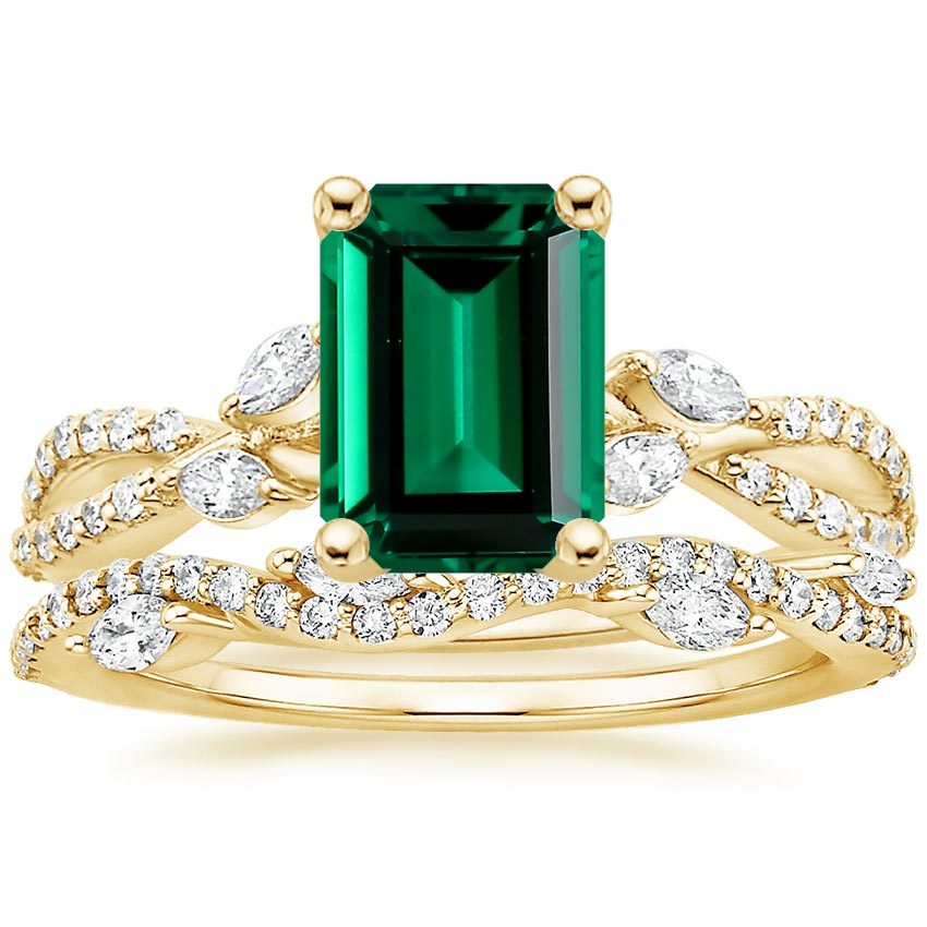 18K Yellow Gold Luxe Willow Diamond Ring (1/4 ct. tw.) with Luxe Winding Willow Diamond Ring (1/4 ct. tw.)