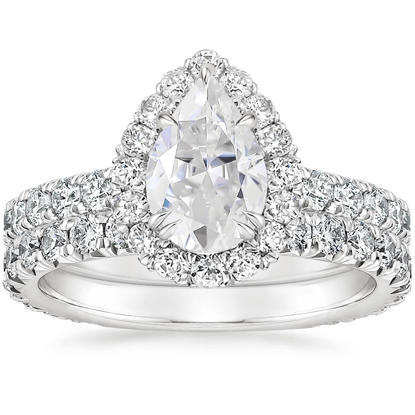 PT Moissanite Luxe Sienna Halo Diamond Bridal Set (1 3/8 ct. tw.), top view