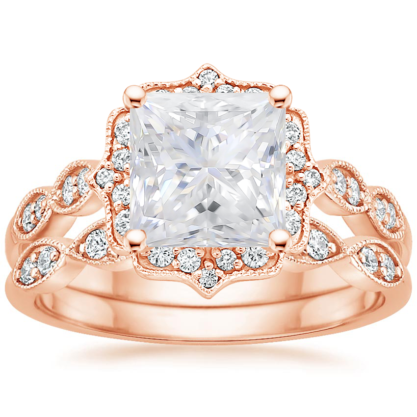 14KR Moissanite Cadenza Halo Diamond Bridal Set (1/4 ct. tw.), top view